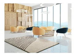Alfombra interior - shaggy abstracto - blanco / negro - 120 x 180 cm - LUSH