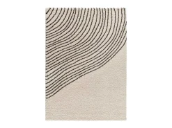 Alfombra interior - shaggy abstracto - blanco / negro - 80 x 150 cm - LUSH