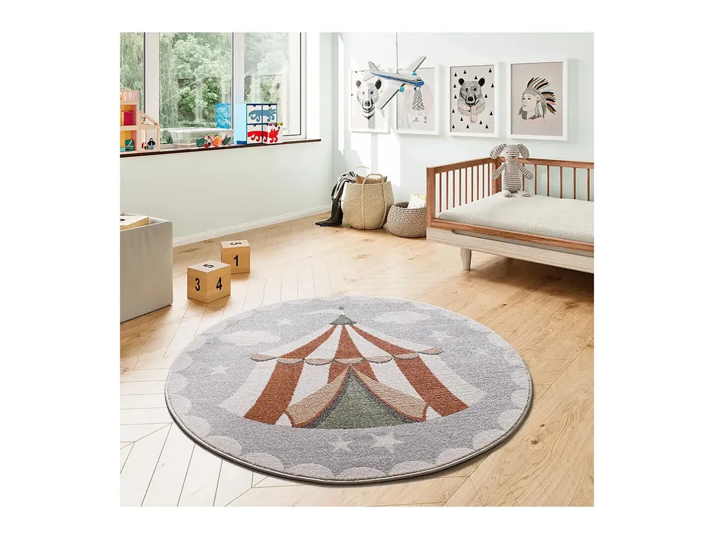 Alfombra interior redonda - infantil circo - gris - diam.120 cm - BEATS