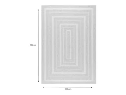Alfombra interior/exterior efecto tela de yute beige con motivos