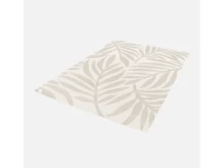 Alfombra interior/exterior motivo vegetal beige poliéster reciclado