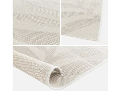 Alfombra interior/exterior motivo vegetal beige poliéster reciclado