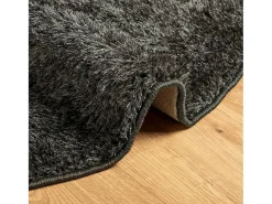 Alfombra ISTAN de pelo largo, aspecto antracita brillante, Ø 160 cm