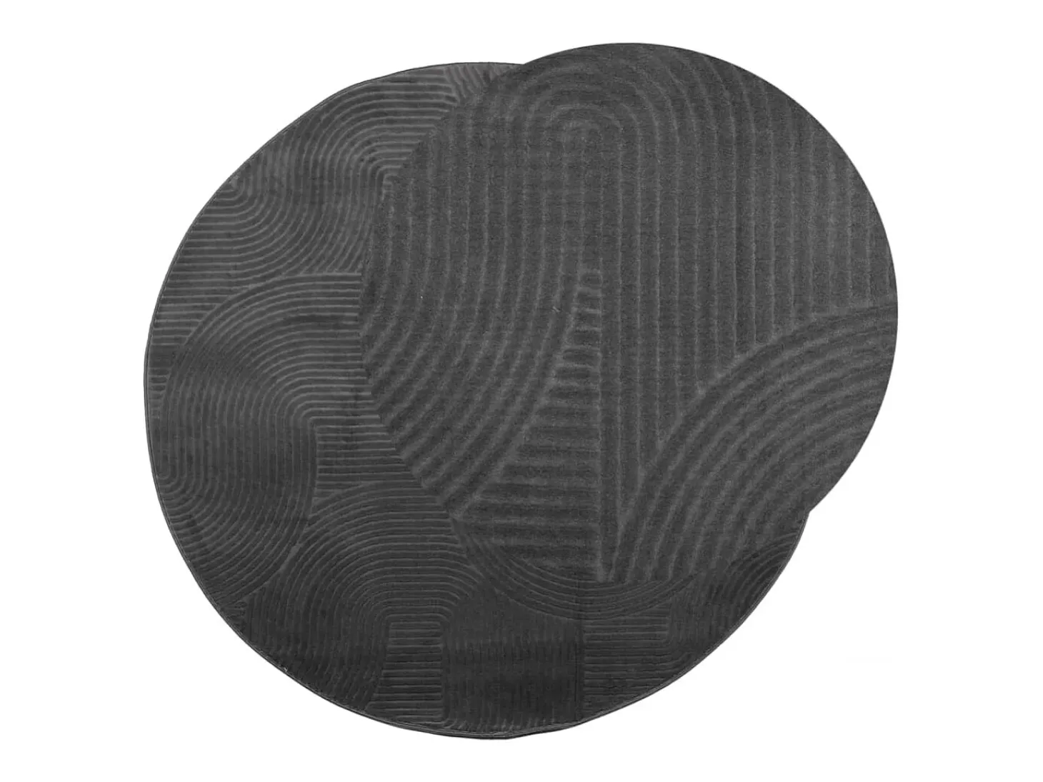 Alfombra IZA de pelo corto de estilo escandinavo en color antracita Ø 80 cm
