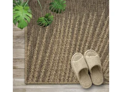 Alfombra Kansas Exterior Interior Aspecto Yute Palma Resistente intemperie - Naturaleza - 240 x 340 cm