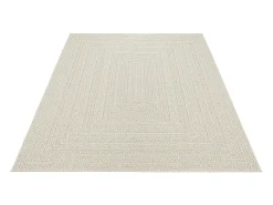 Alfombra Kansas Exterior Interior Aspecto Yute Resistente intemperie liso - Crema - 140 x 200 cm