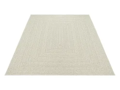 Alfombra Kansas Exterior Interior Aspecto Yute Resistente intemperie liso - Crema - 80 x 250 cm