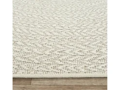 Alfombra Kansas Exterior Interior Aspecto Yute Resistente intemperie - Crema - 120 cm, redondo
