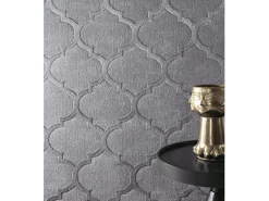 Alfombra Knight 3D Brillante Marroquí Diseño, Gris, 80 x 300 cm