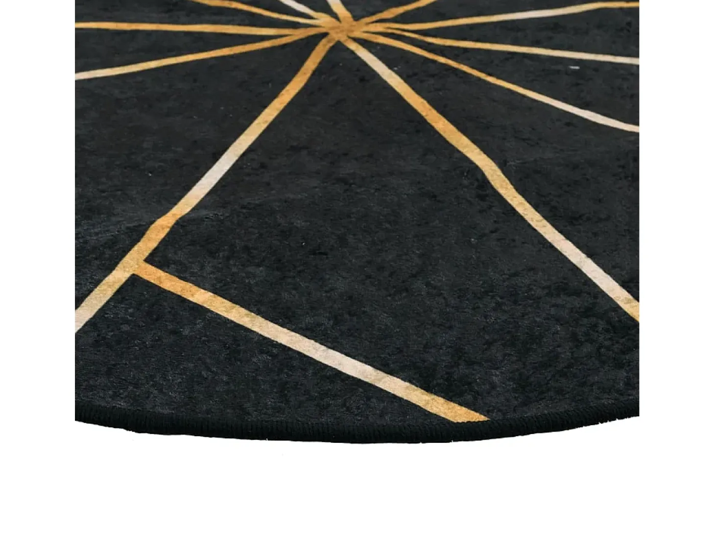 Alfombra lavable antideslizante negro y dorado Ø 120 cm ES93763