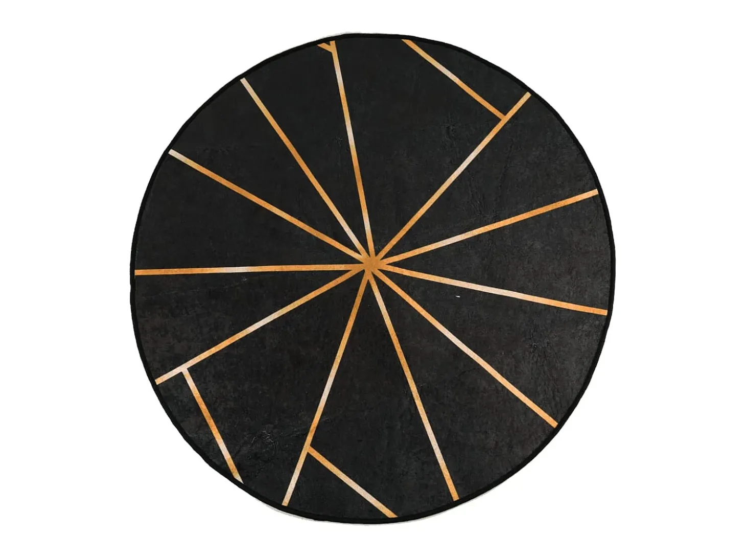Alfombra lavable antideslizante negro y dorado Ø 120 cm ES93763
