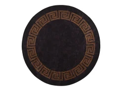 Alfombra lavable antideslizante negro y dorado Ø 200 cm