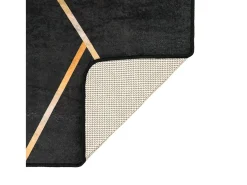 Alfombra lavable antideslizante negro y dorado 80x150 cm ES93998