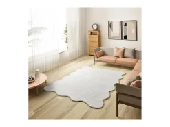 Alfombra lavable antideslizante - liso - blanco - 160 x 230 cm - MELLOW