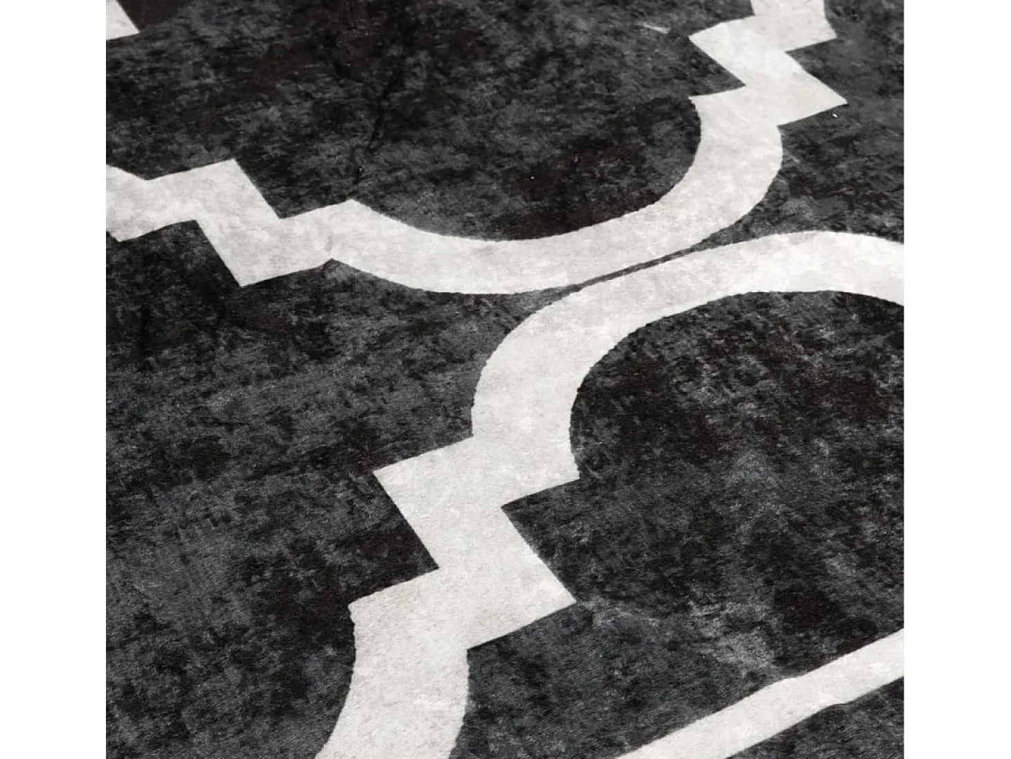 Alfombra lavable antideslizante negro y blanco Ø 120 cm ES39365