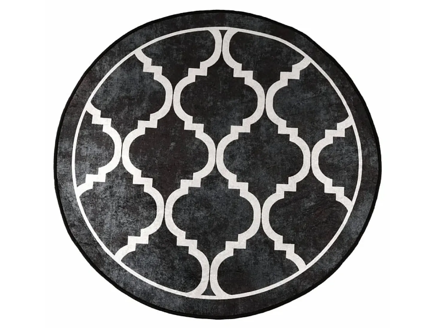 Alfombra lavable antideslizante negro y blanco Ø 120 cm ES39365