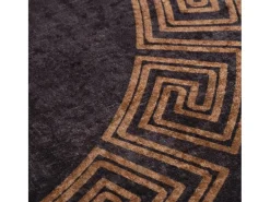 Alfombra lavable antideslizante negro y dorado Ø 200 cm ES56967