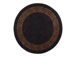 Alfombra lavable antideslizante negro y dorado Ø 200 cm ES56967