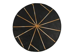 Alfombra lavable antideslizante negro y dorado Ø 120 cm