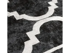 Alfombra lavable antideslizante negro y blanco Ø 120 cm