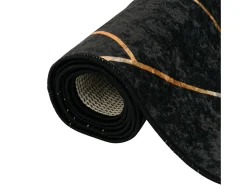 Alfombra lavable antideslizante negro y dorado 190x300 cm ES33814