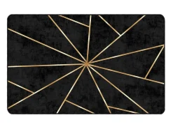 Alfombra lavable antideslizante negro y dorado 190x300 cm ES33814