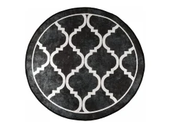 Alfombra lavable blanca y negra Ø 120 cm antideslizante