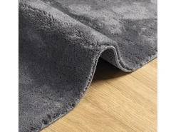 Alfombra lavable de pelo corto suave HUARTE antracita 160x160 cm