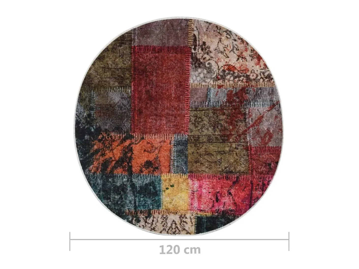 Alfombra lavable patchwork antideslizante multicolor φ120 cm ES78443