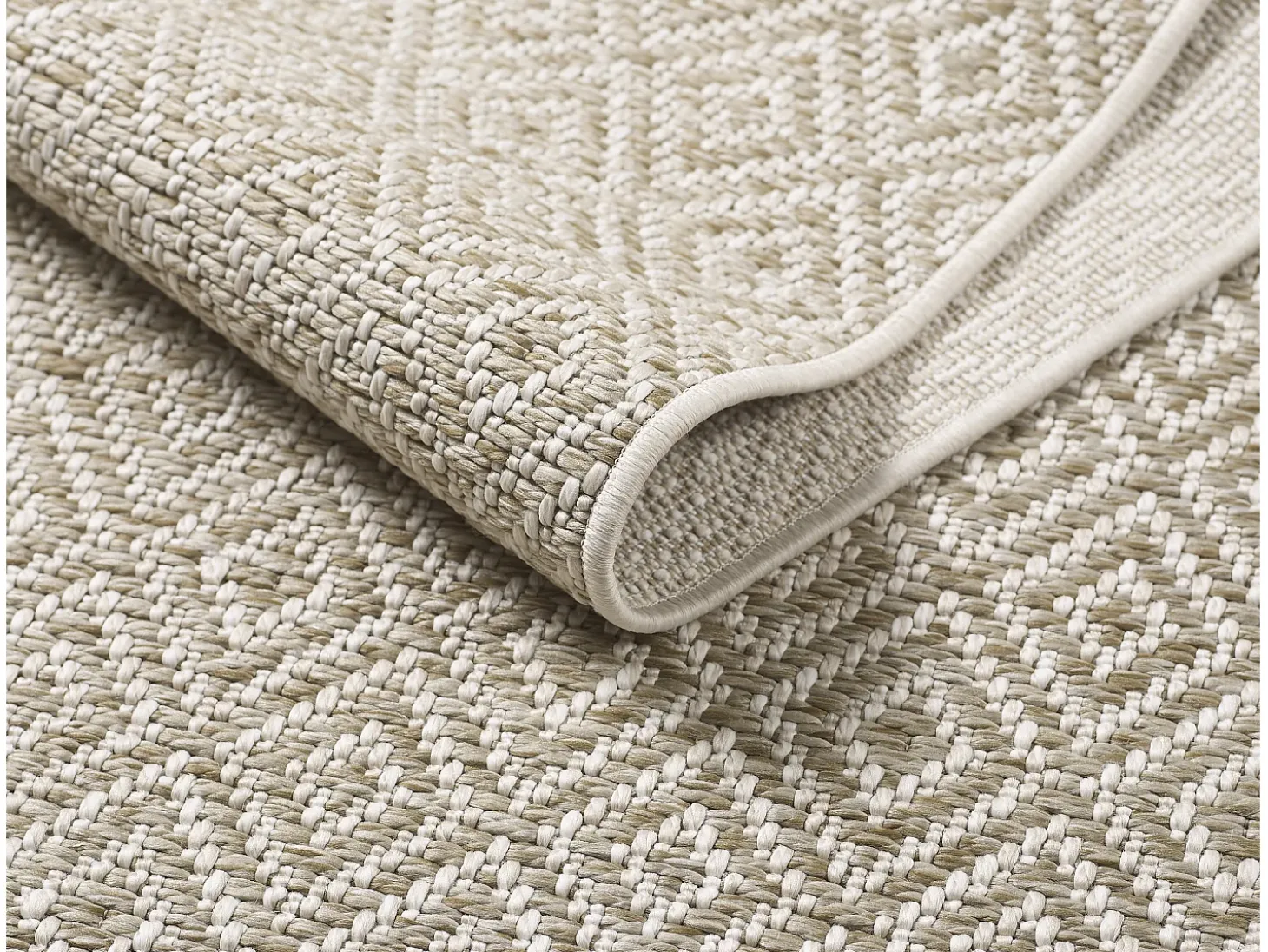 Alfombra Maldive Exterior Boho Diamante, Marrón, 140 x 200 cm