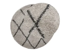 Alfombra moderna de pelo largo en beige y antracita, Ø 80 cm
