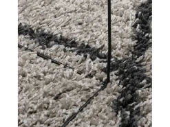Alfombra moderna de pelo largo en beige y antracita, Ø 80 cm