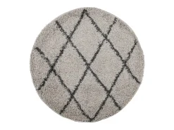 Alfombra moderna de pelo largo en beige y antracita, Ø 80 cm