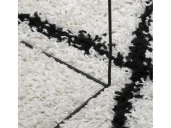Alfombra moderna de pelo largo en color crema y negro, Ø 100 cm