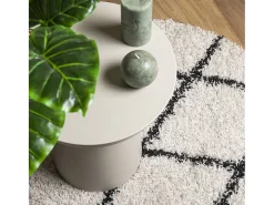 Alfombra moderna de pelo largo en color crema y negro, Ø 100 cm