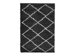 Alfombra moderna de pelo largo en color negro y crema de 140 x 200 cm