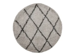 Alfombra moderna de pelo largo en beige y antracita Ø 120 cm