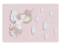 Alfombra niños lavable antideslizante unicornio rosa 160x230 cm
