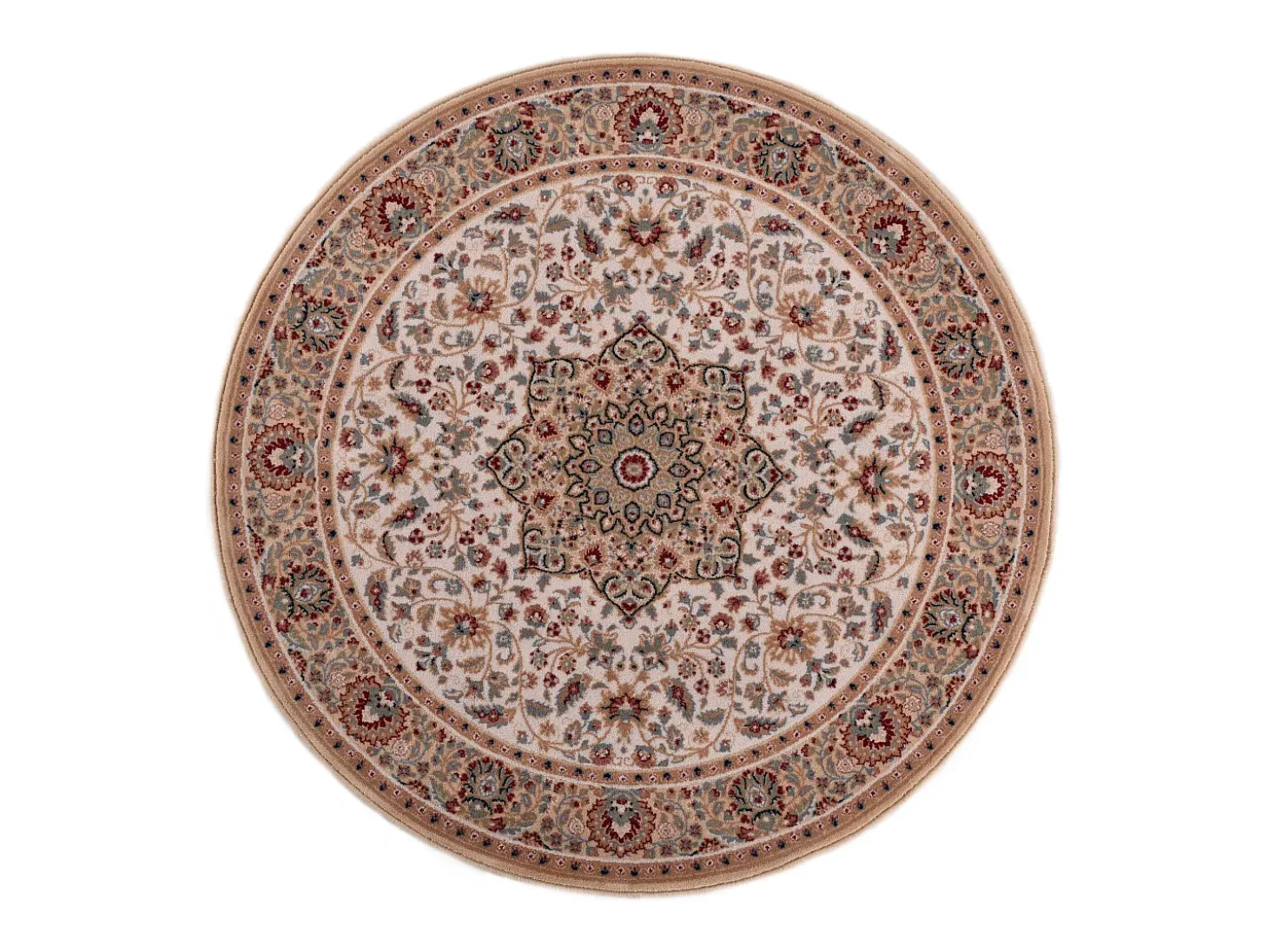 Alfombra oriental tejida con ribete 200x200 cm Beige Dolna
