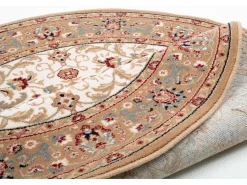 Alfombra oriental tejida con ribete 240x240 cm Beige Dolna