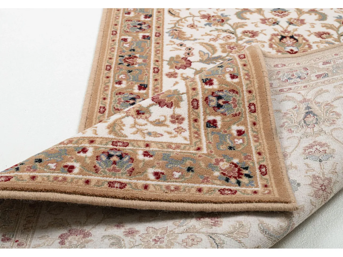 Alfombra oriental tejida con ribete 80x250 cm Beige Dolna