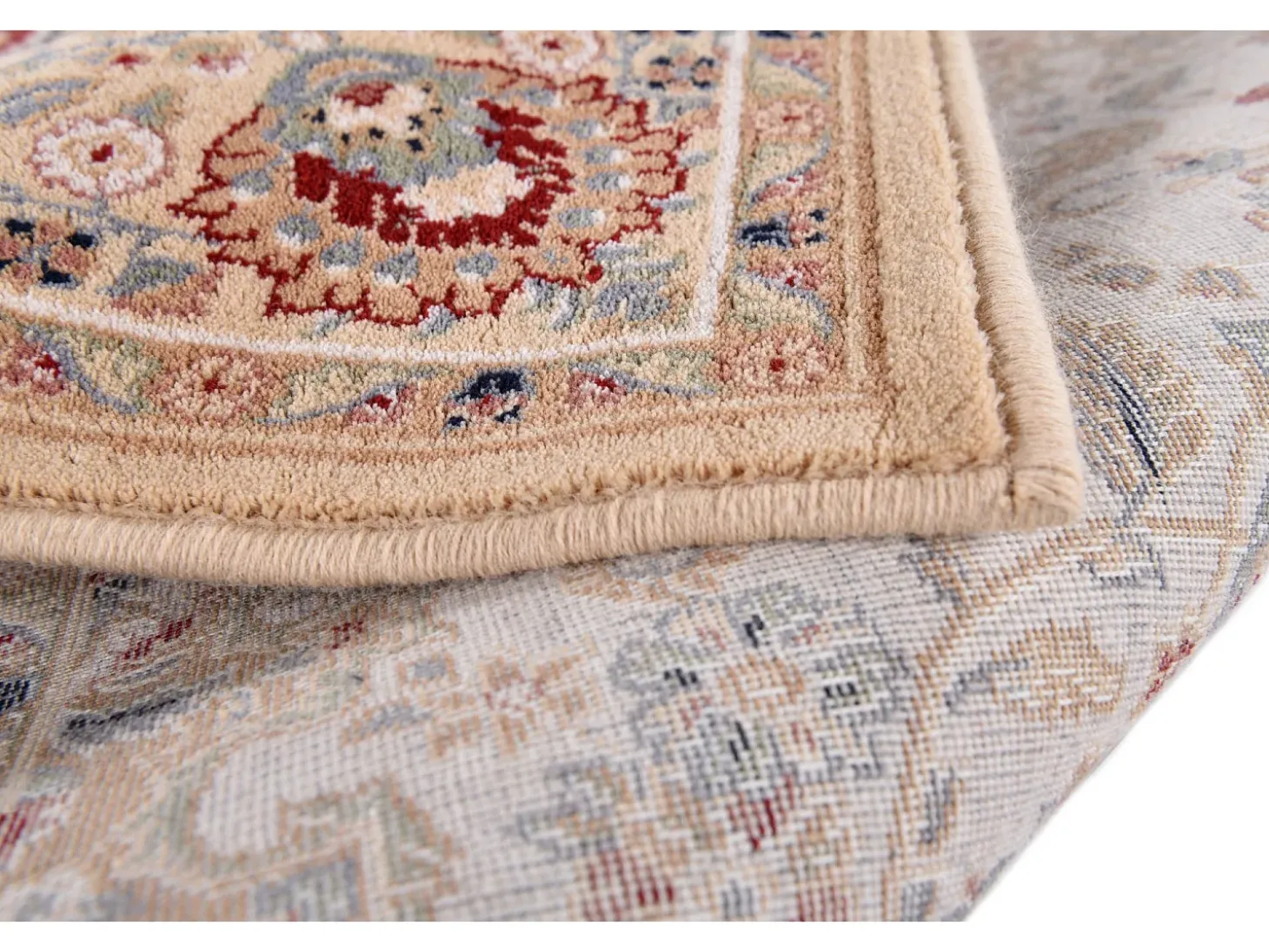 Alfombra oriental tejida con ribete 80x150 cm Beige Dolna