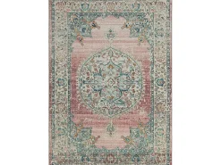Alfombra Palma Exterior Oriental, Rosa, 120 cm, redondo