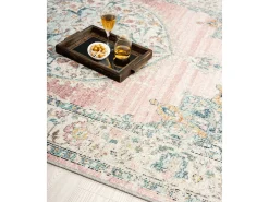 Alfombra Palma Exterior Oriental, Rosa, 120 cm, redondo