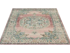 Alfombra Palma Exterior Oriental, Rosa, 120 cm, redondo