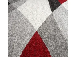 Alfombra Pearl Salón morno Corte contorno, Gris Rojo, 200 x 280 cm
