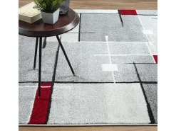 Alfombra Pearl Salón morno Pelo corto, Gris Rojo, 140 x 200 cm