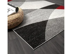 Alfombra Pearl Salón morno Corte contorno, Gris Rojo, 80 x 140 cm