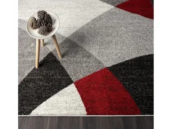 Alfombra Pearl Salón morno Corte contorno, Gris Rojo, 80 x 140 cm