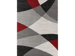 Alfombra Pearl Salón morno Corte contorno, Gris Rojo, 120 x 160 cm
